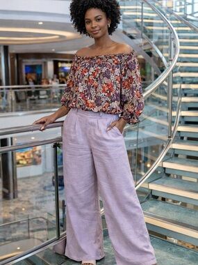 At Last Floral print on or off the shoulder Semi Sheer blouse  XL